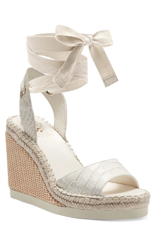 Vince Camuto Women's Bendsen Ankle Wrap Wedge Sandals Women's Shoes In Ivory