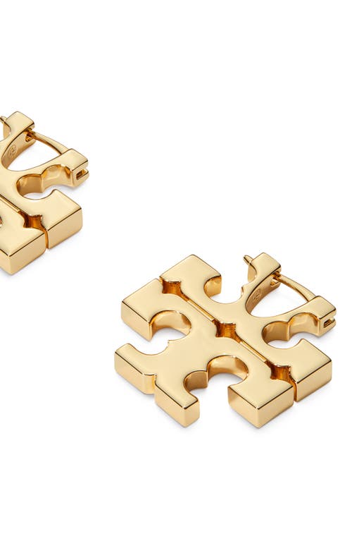 Tory Burch Eleanor Hidden Hoop Earrings In Tory Gold