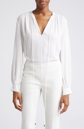 Michael Kors Collection Split Neck Silk Top Nordstrom