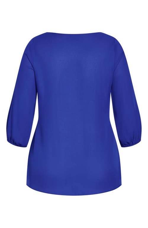 City Chic Zip Fling Top In Ultra Blue