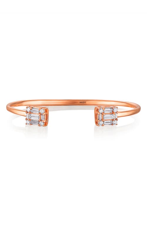 Mindi Mond Clarity Petite Diamond Open Bangle Bracelet in Rose Gold/Diamond 