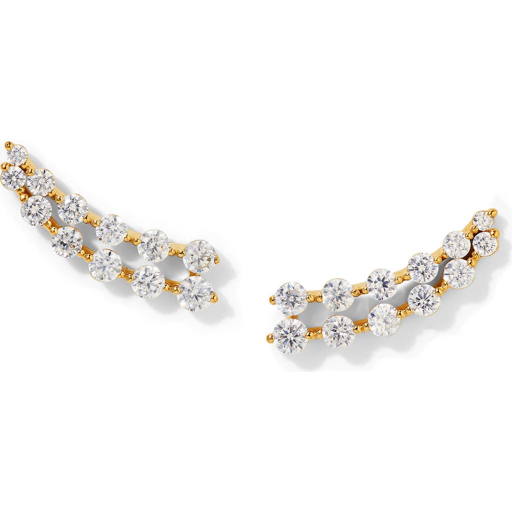 Nadri Cassi Double Row Cubic Zirconia Stud Earrings In Gold