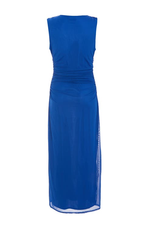 Shop Quiz Ity Ruched Maxi Dress In Blue