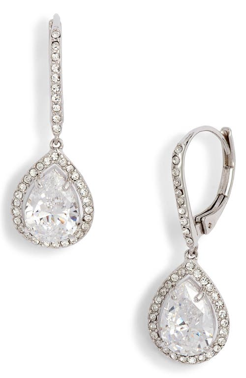Nordstrom Cubic Zirconia Drop Earrings in Clear- Silver at Nordstrom