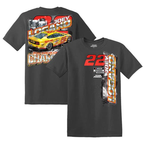 Men's Team Penske Charcoal Joey Logano 2022 NASCAR Cup Series Champion Shell Pennzoil Vertical Two Spot T-Shirt