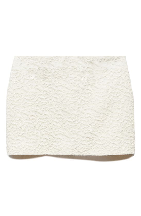 Shop Mango Nice Textured Jacquard Miniskirt In Ivory