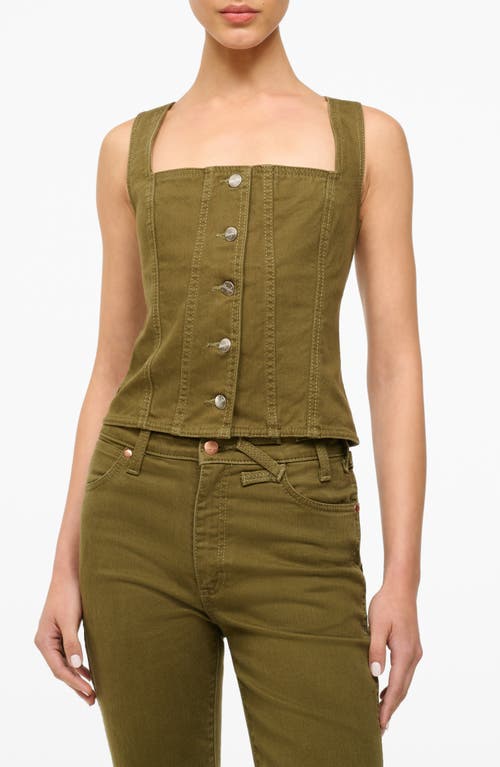 Shop Staud + Wrangler Denim Trucker Top In Sergeant Green