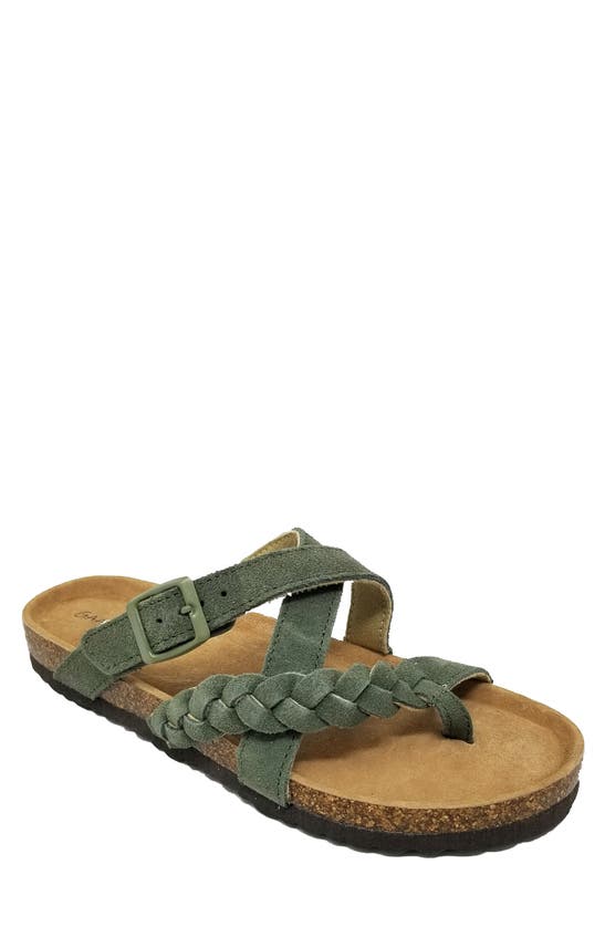 Gaahuu Suede Criss-cross Strap Slide Sandal In Olive