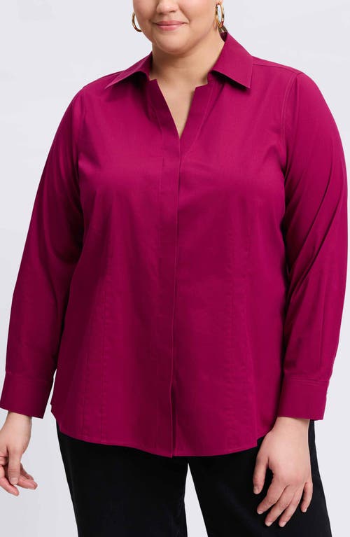 Shop Foxcroft Taylor Long Sleeve Stretch Button-up Shirt In Sangria