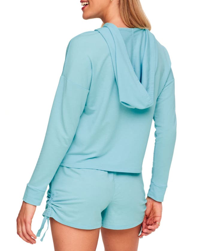 Shop Adore Me Abbey Hoodie & Short Loungewear Set In Light Blue