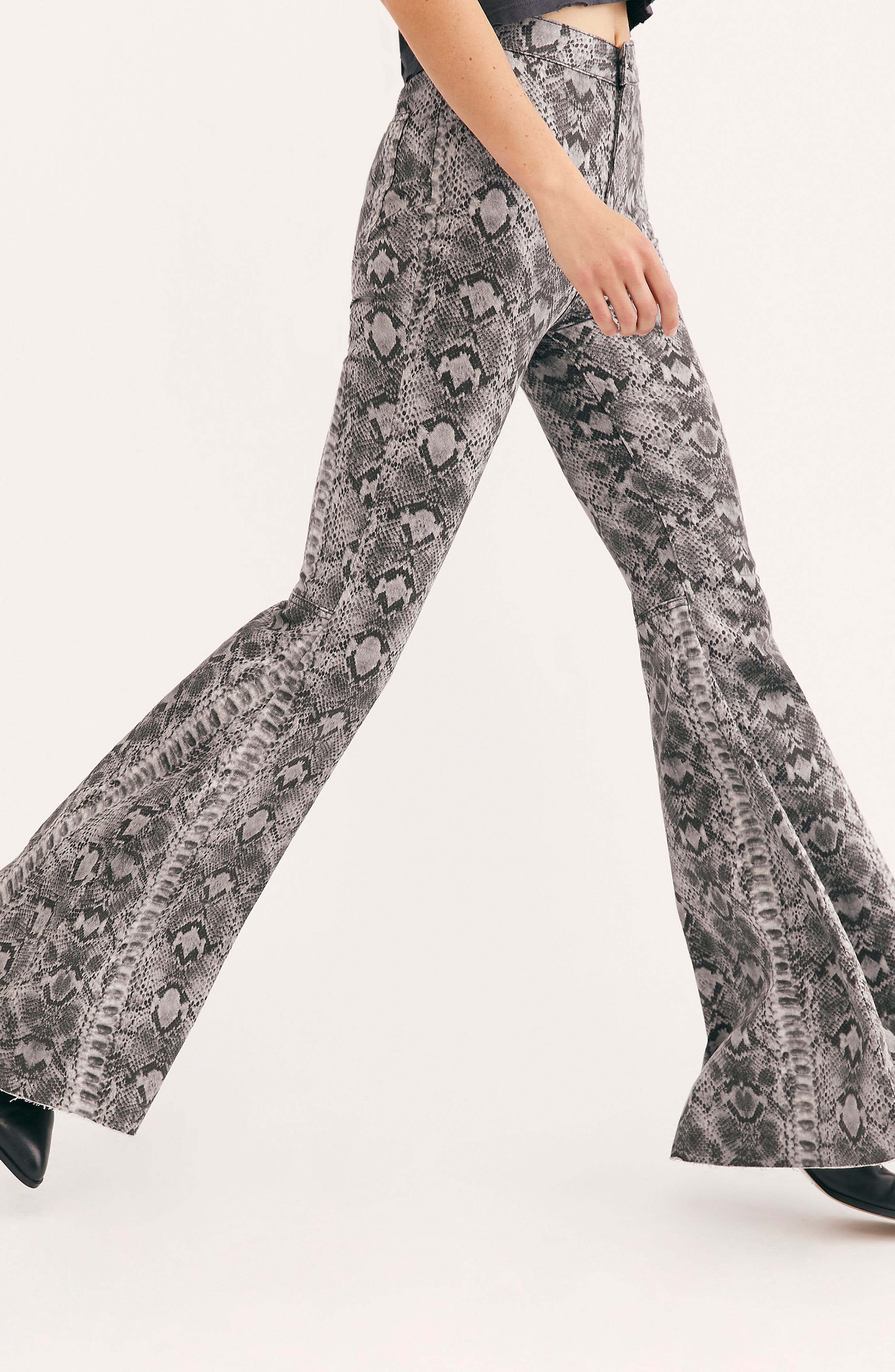 just float on printed flare jeans