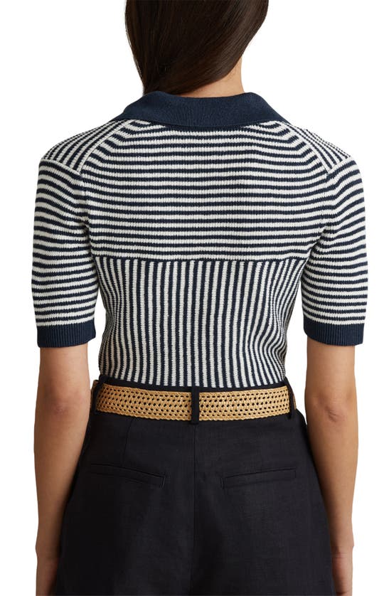 Shop Reiss Stevie Collar Linen Blend Sweater In Navy/ Ivory
