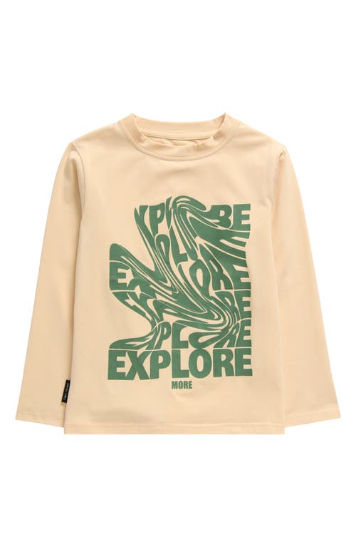 Shop Tiny Tribe Kids' Explore More Long Sleeve Cotton Graphic T-shirt In Cream