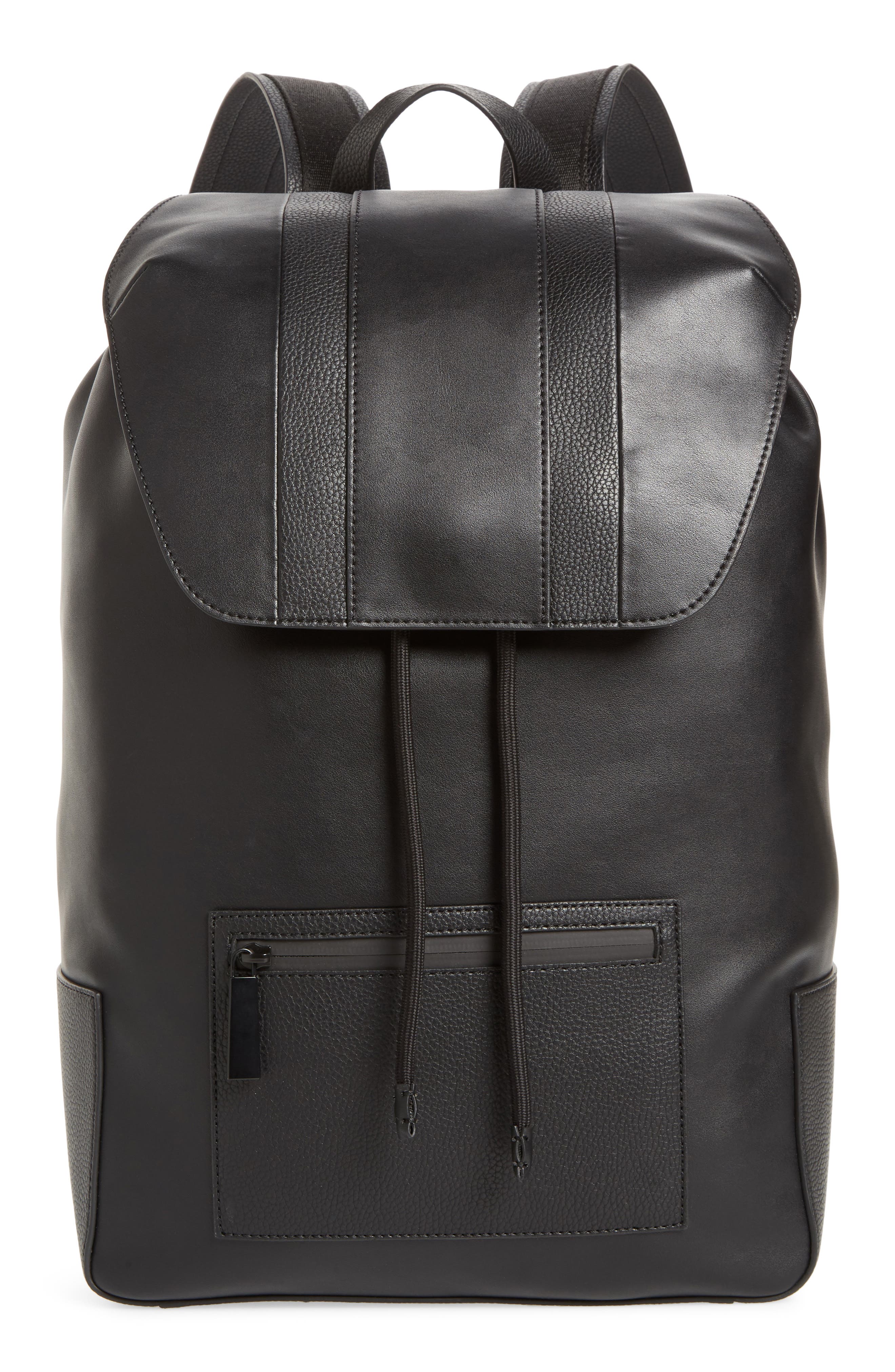 calvin klein black leather backpack