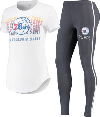 CONCEPTS SPORT Women's Concepts Sport White/Charcoal Philadelphia 76ers Sonata  T-Shirt & Leggings Set