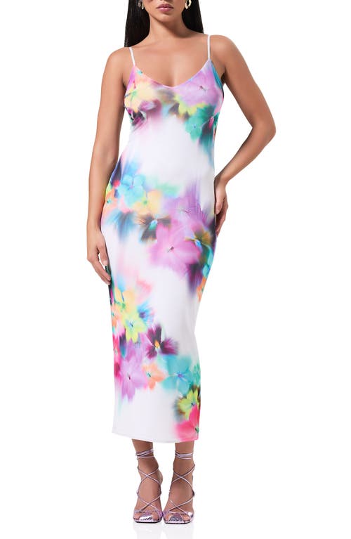 Shop Afrm Amina Print Slipdress In Blur Pansy