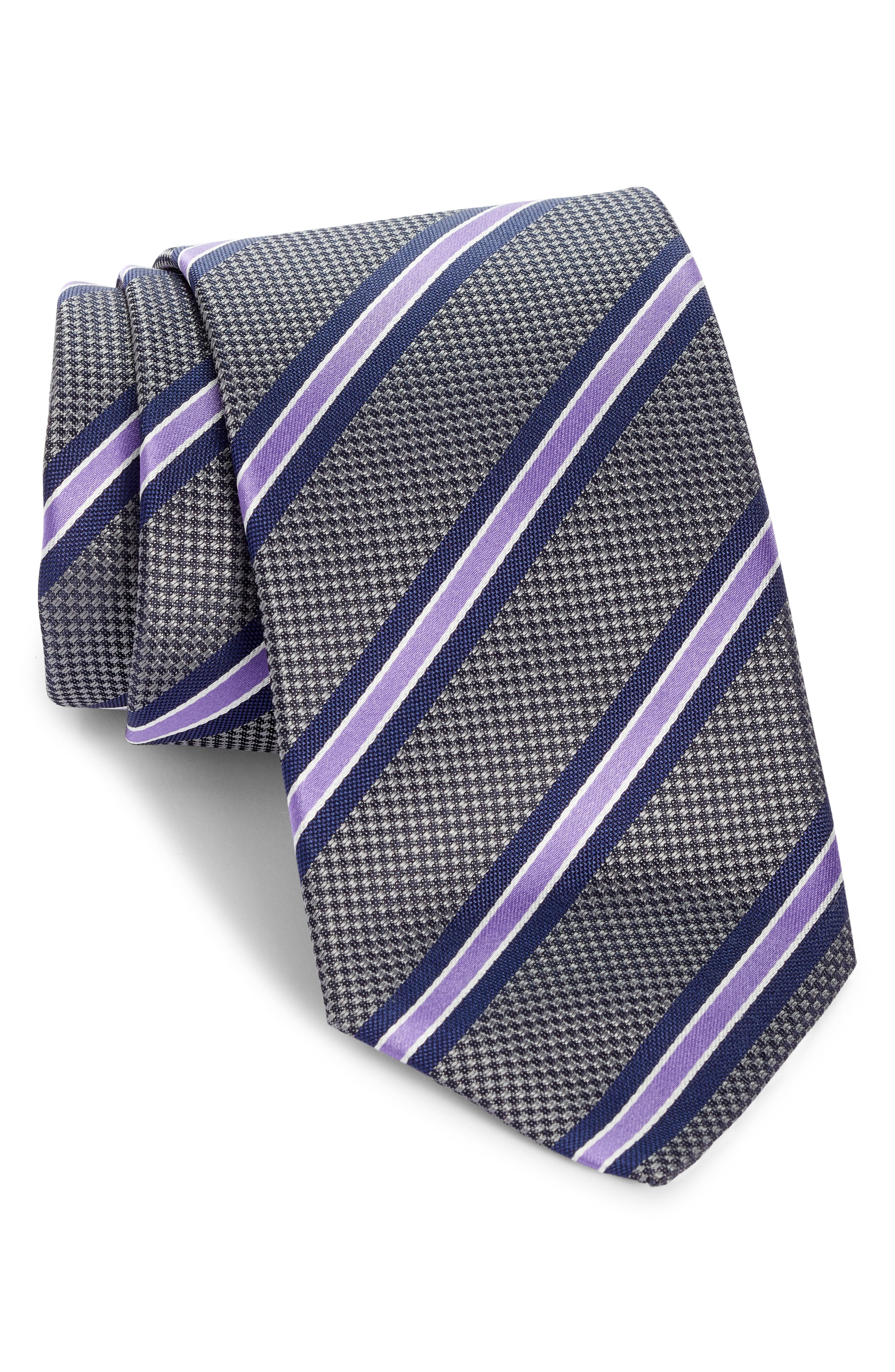 New Vintage Wedding Dusky Pink Stripe Skinny Tie & Pocket Square Set UK. 