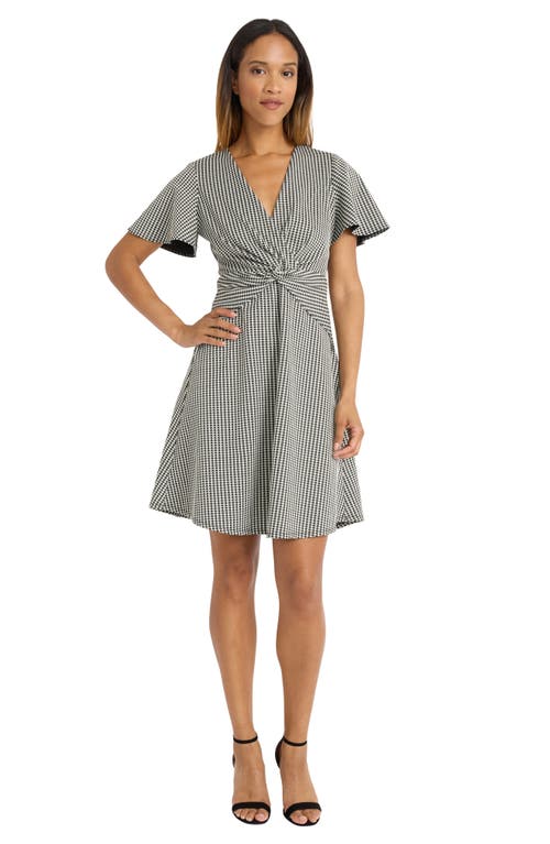 Maggy London Houndstooth Knot Minidress In Black/white