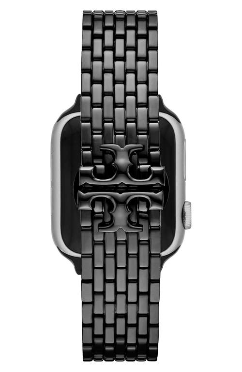 Shop Tory Burch The Eleanor Black 18mm Apple Watch® Bracelet Watchband