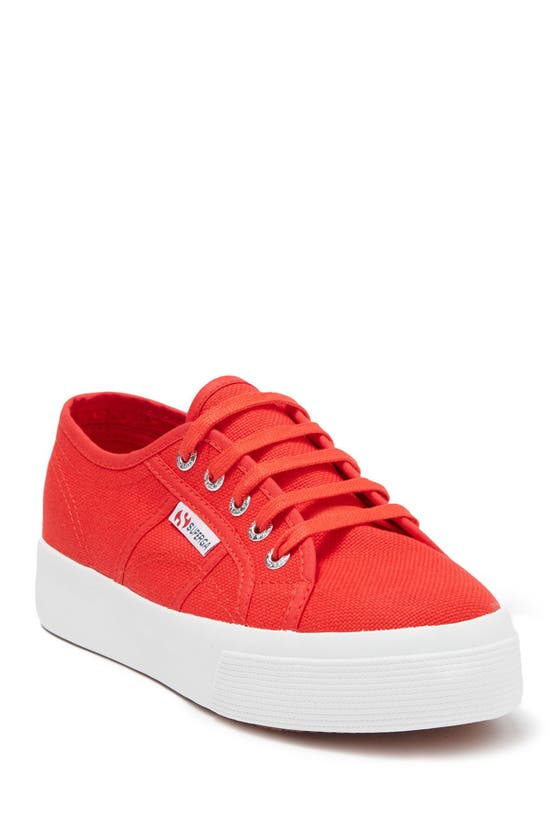 Superga 2730 Cotu Lace-up Platform Sneaker In Red/white