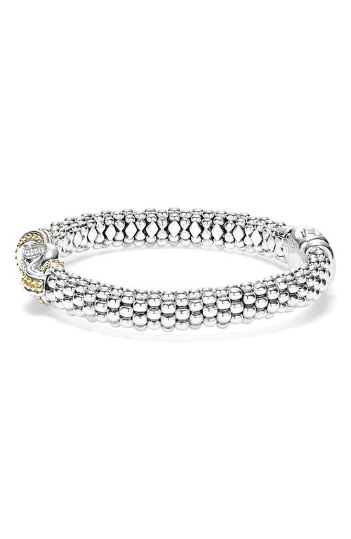 Lagos Caviar Newport Diamond Station Bracelet In Silver/gold