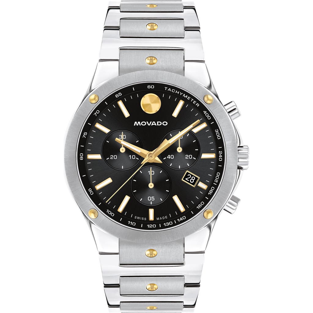 Movado Se Chronograph Bracelet Watch, 42mm In Black/silver