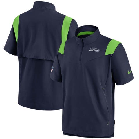 Men's Nike White Seattle Seahawks Sideline Coaches Chevron Lockup Quarter-Zip Top