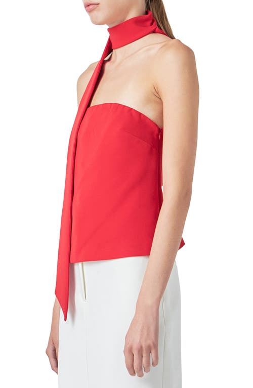 Grey Lab Choker Tie Top In Red