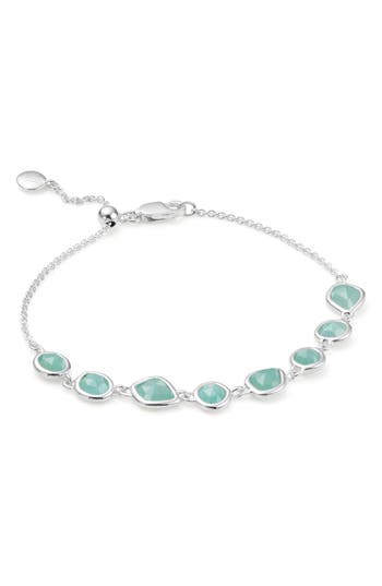 Shop Monica Vinader Siren Mini Nugget Cluster Bracelet In Silver/amazonite