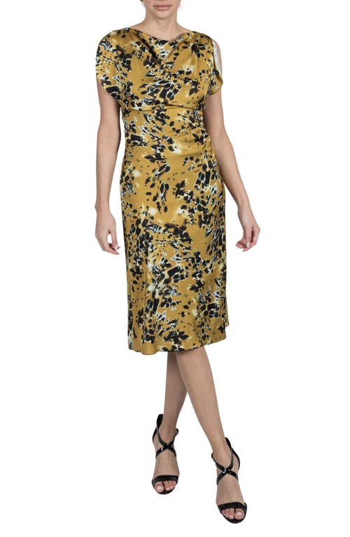 Julia Jordan Floral Print Midi Dress Gold Multi at Nordstrom,