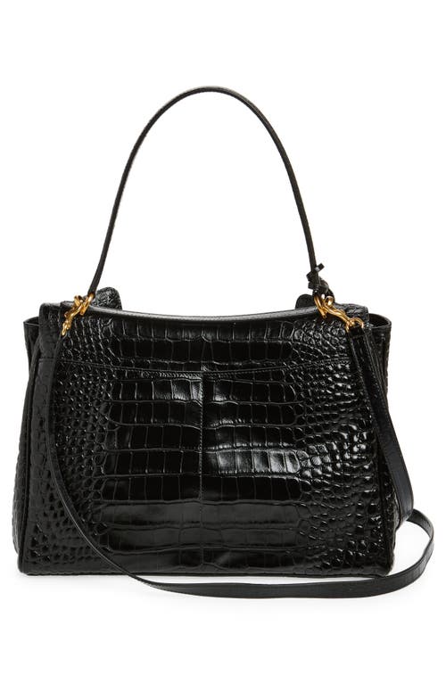 Balenciaga Women`s Medium Rodeo Crocodile Embossed Bag In Black In 1000 Black