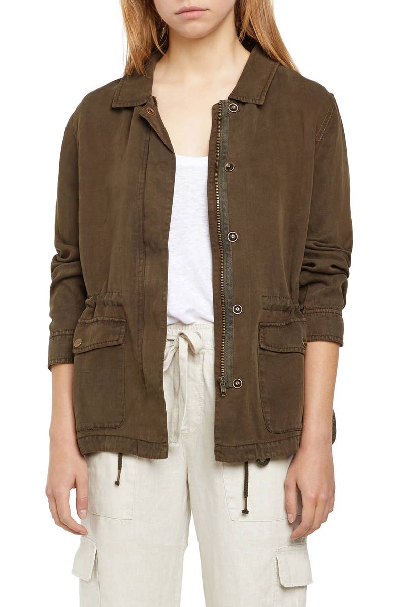 Rowen Drawstring Waist Military Jacket, Main, color, FATIGUE