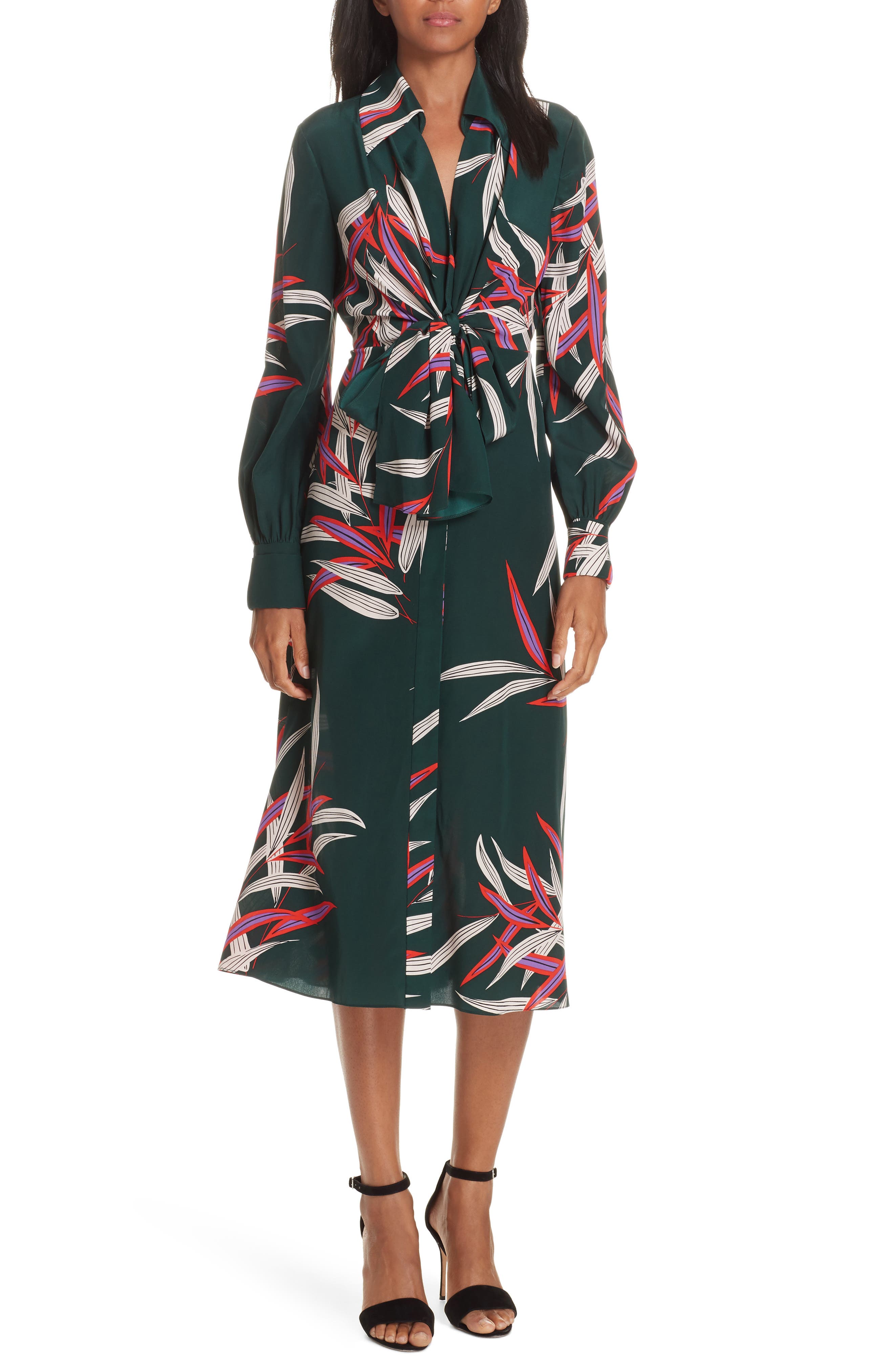 von front tie silk dress