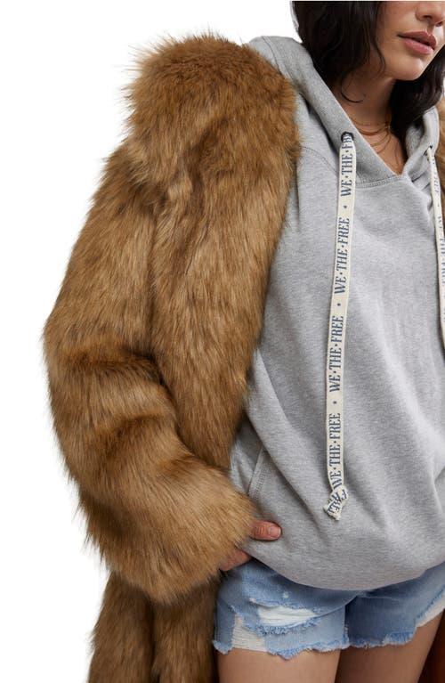 Free People Annice Faux Fur Coat In Sandy Fox Combo