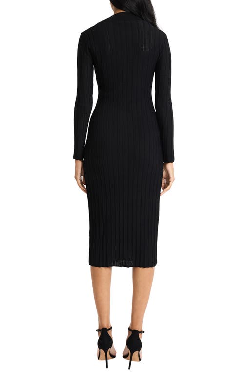 Shop Maggy London Long Sleeve Midi Sweater Dress In Black