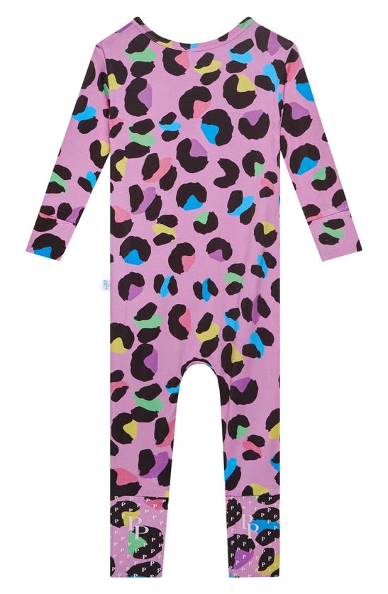 Shop Posh Peanut Electric Leopard Fitted Convertible Footie Pajamas In Open Purple