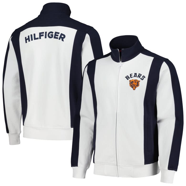Shop Tommy Hilfiger White/navy Chicago Bears Nolan Full-zip Track Jacket