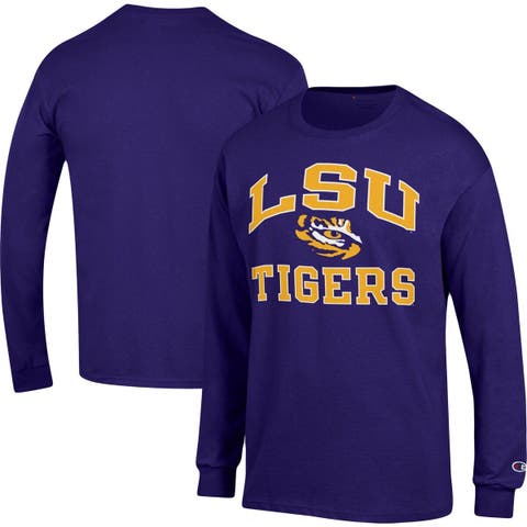 Men's Champion Purple LSU Tigers High Motor Long Sleeve T-Shirt