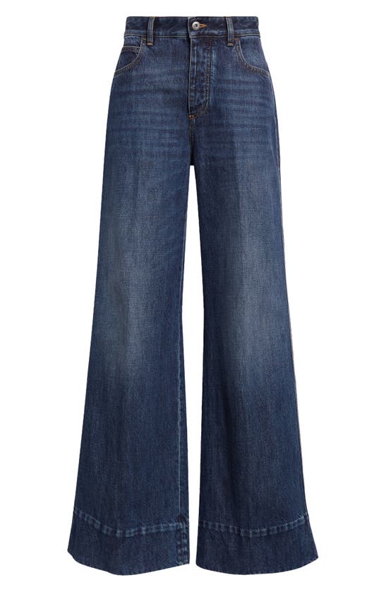 Shop Bottega Veneta Wide Leg Jeans In Mid Blue