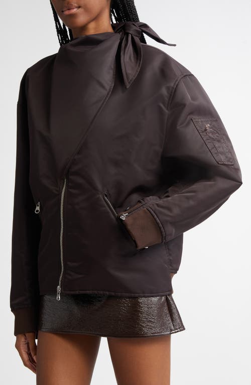 Courrèges Bow Collar Bomber Jacket In Chocolate