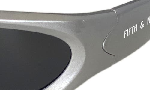 Fifth & Ninth Racer 72mm Polarized Wraparound Sunglasses In Silver/black