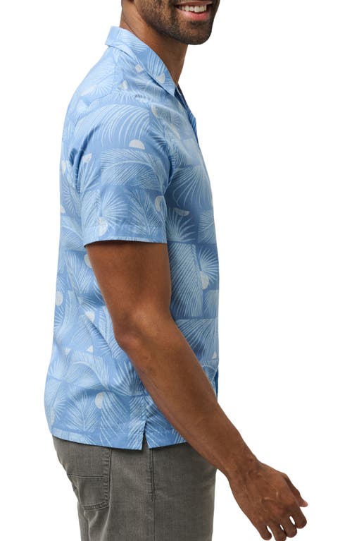 Shop Travismathew Solar Event Tropical Print Lyocell & Cotton Camp Shirt In Quiet Harbor