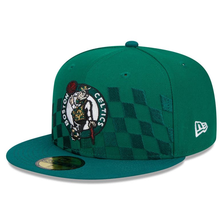 Shop New Era Kelly Green Boston Celtics  Rally Drive Checkerboard 59fifty Crown Fitted Hat