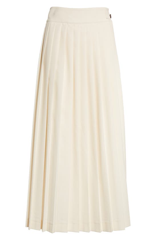 Shop Rohe Pleated Wool Blend Wrap Skirt In Cream