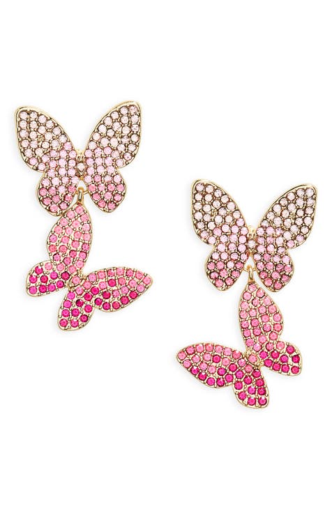 Butterfly Pavé Crystal Drop Earrings