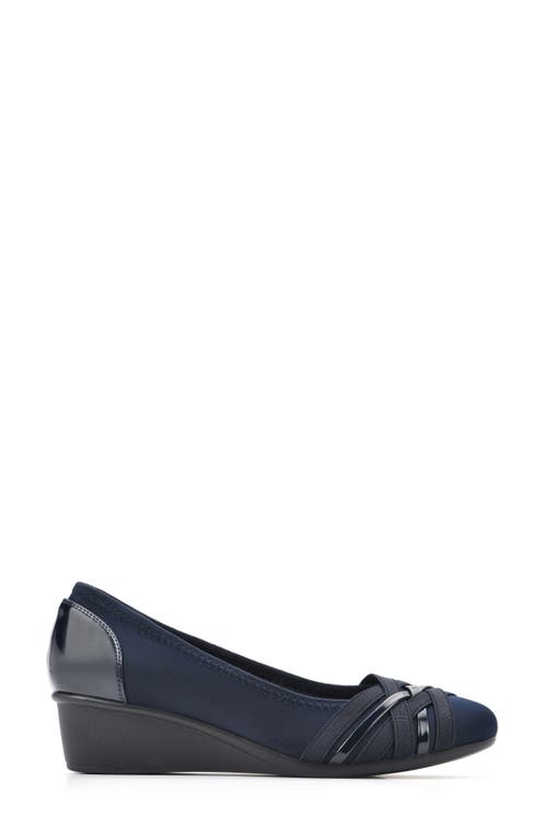 Cliffs By White Mountain Women's Bowie Wedge Shoe In Navy/nylon