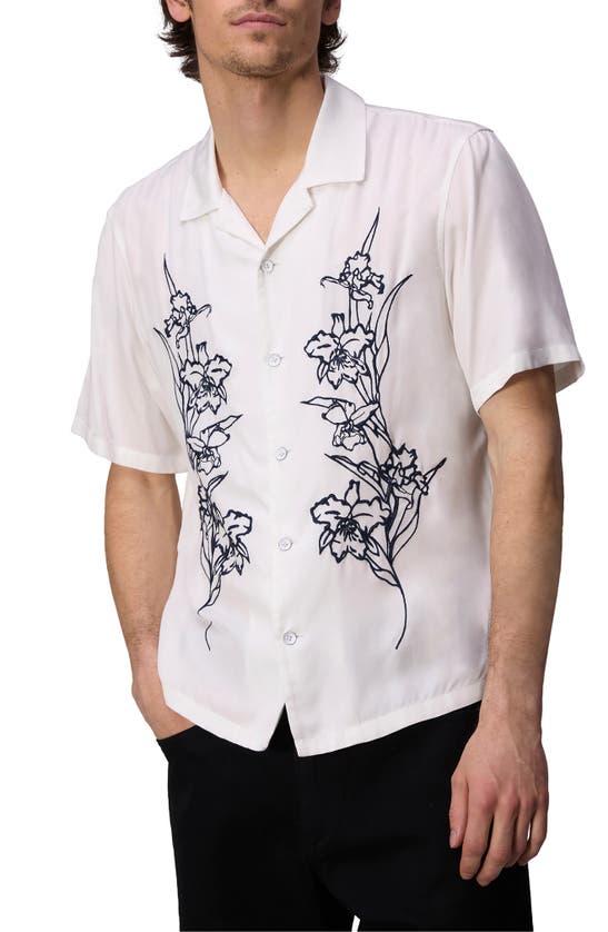 Rag & Bone Avery Embroidered Camp Shirt In White