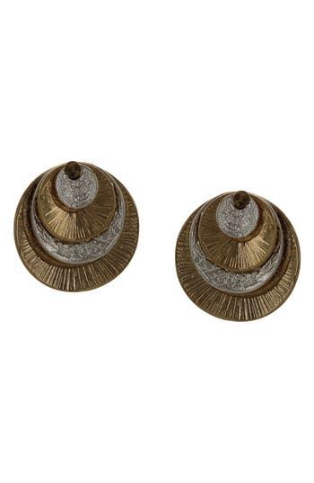 Olivia Welles Dani Disc Drop Earrings In Worn Gold/silver