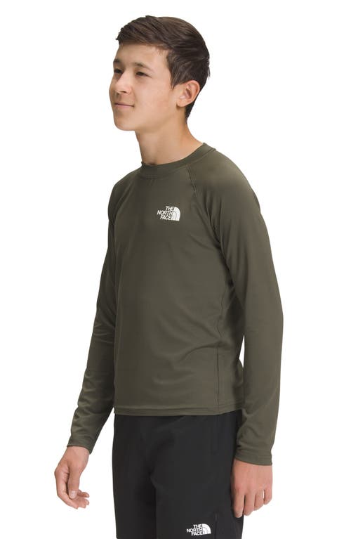 The North Face Kids' Amphibious Long Sleeve Rashguard in New Taupe Green