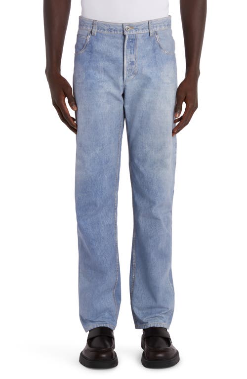 Bottega Veneta Denim Print Straight Leg Leather Pants 4942 Light Blue at Nordstrom, Us